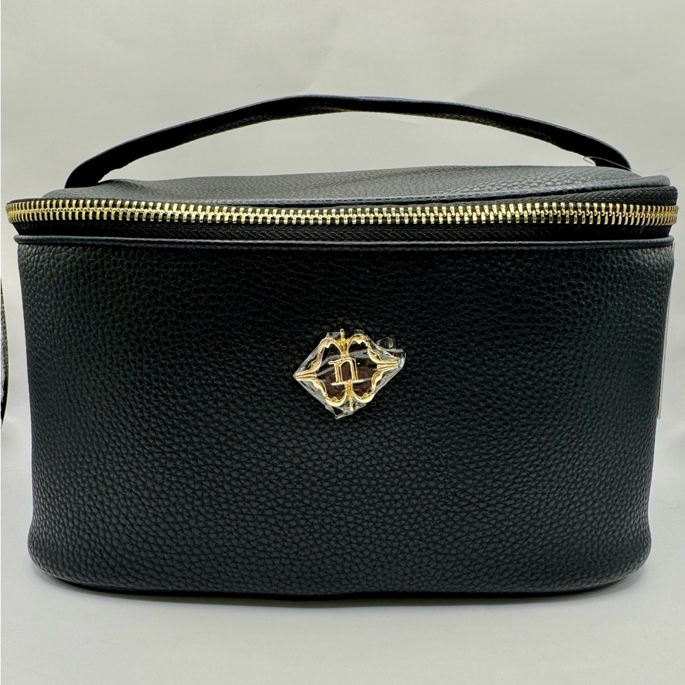 Nanette Lepore Beverly Train Cosmetic Organizer Black Faux Leather - Picture 2 of 6